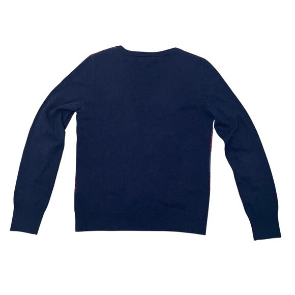 Equipment Femme Cecile V-Neck Sweater Wool Yak Blend Plaid Red Blue Size Medium - Picture 7 of 8